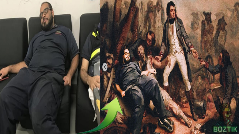 Casual photo reimagined as a dramatic classical painting composite
